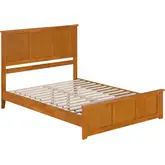 Charlotte Queen Low Profile Platform Bed with Footboard in Toffee Wood