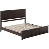 Charlotte King Low Profile Platform Bed with Footboard in Espresso Wood