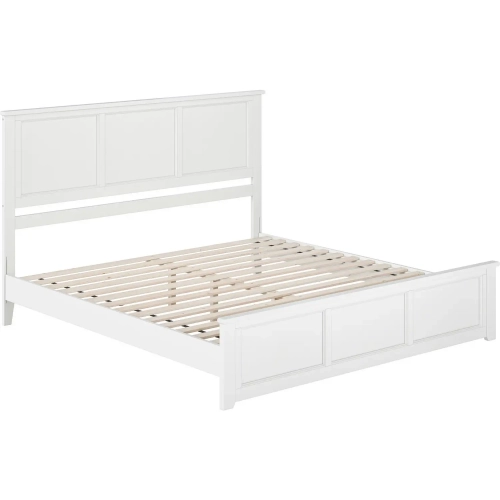 Charlotte King Low Profile Platform Bed with Footboard in White Wood