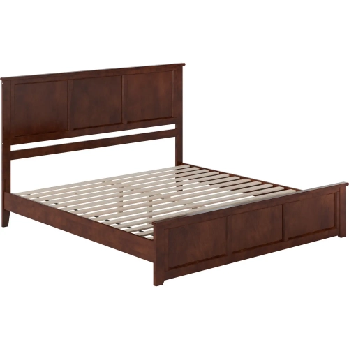 Charlotte King Low Profile Platform Bed with Footboard in Walnut Wood