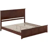 Charlotte King Low Profile Platform Bed with Footboard in Walnut Wood