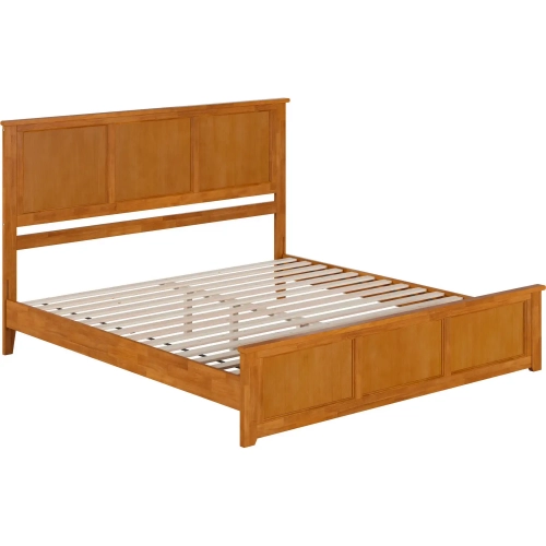 Charlotte King Low Profile Platform Bed with Footboard in Toffee Wood