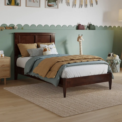 Charlotte Twin Low Profile Platform Bed in Walnut