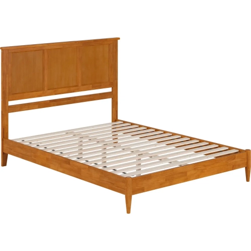 Charlotte Queen Low Profile Platform Bed in Toffee Wood