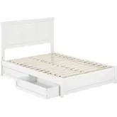 Felicity Full Platform Bed with Panel Footboard & 2 Drawers in White Wood
