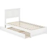 Felicity Twin XL Platform Bed with Panel Footboard & Twin XL Trundle in White Wood