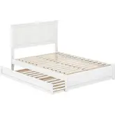 Felicity Full Platform Bed with Panel Footboard & Twin Trundle in White Wood