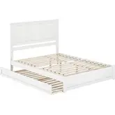 Felicity Queen Platform Bed with Panel Footboard & Twin XL Trundle in White Wood