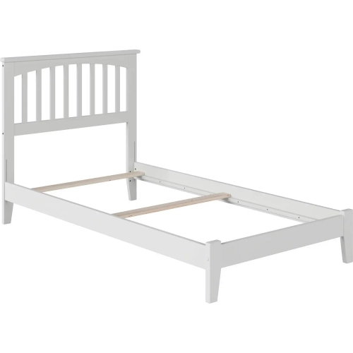 Mission Twin Foundation Bed in White Wood