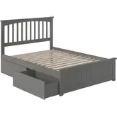 Mission Full Bed with Matching Footboard & 2 Urban Bed Drawers in Atlantic Grey