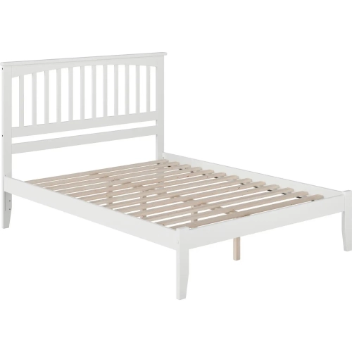 Mission Queen Platform Bed in White Wood