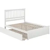 Mission Queen Platform Bed, Match Footboard, Turbo Charger & Twin XL Trundle in White