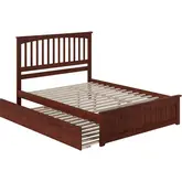 Mission Queen Platform Bed, Match Footboard, Turbo Charger & Twin XL Trundle in Walnut