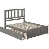 Mission Queen Platform Bed, Match Footboard, Turbo Charger & Twin XL Trundle in Grey