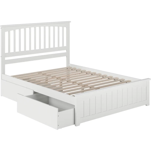Mission Queen Bed with Matching Footboard & 2 Urban Bed Drawers in White