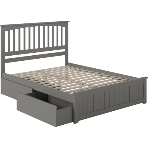 Mission Queen Bed with Matching Footboard & 2 Urban Bed Drawers in Atlantic Grey