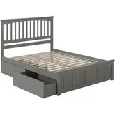Mission Queen Bed with Matching Footboard & 2 Urban Bed Drawers in Atlantic Grey