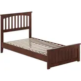 Becket Twin Low Profile Platform Bed with USB & Matching Footboard in Walnut Finish