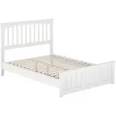 Becket Full Low Profile Platform Bed with USB & Matching Footboard in White Finish