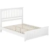 Becket Queen Low Profile Platform Bed with USB & Matching Footboard in White Finish
