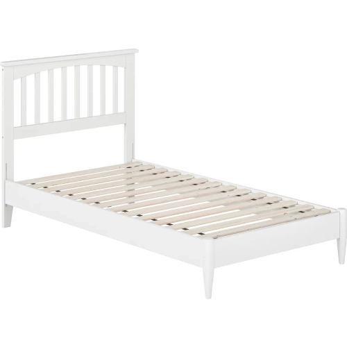 Becket Twin Low Profile Platform Bed in White Wood