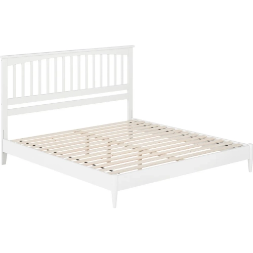 Becket King Low Profile Platform Bed in White Wood