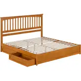 Everett King Platform Bed with Panel Footboard & 2 Drawers in Toffee Wood