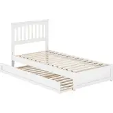 Everett Twin XL Platform Bed with Panel Footboard & Twin XL Trundle in White Wood