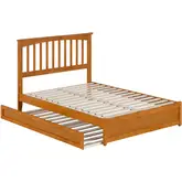 Everett Full Platform Bed with Panel Footboard & Twin Trundle in Toffee Wood