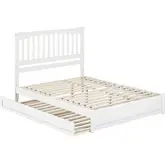 Everett Queen Platform Bed with Panel Footboard & Twin XL Trundle in White Wood