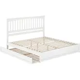 Everett King Platform Bed with Panel Footboard & Twin XL Trundle in White Wood