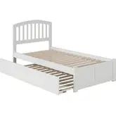 Richmond Twin XL Platform Bed with Footboard & Twin XL Trundle in White Wood
