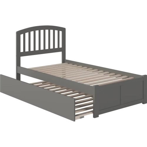 Richmond Twin XL Platform Bed with Footboard & Twin XL Trundle in Grey Wood