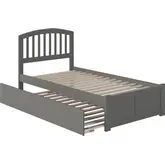 Richmond Twin XL Platform Bed with Footboard & Twin XL Trundle in Grey Wood