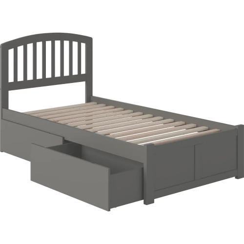 Richmond Twin XL Platform Bed with Footboard & 2 Drawers in Grey Wood