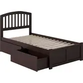 Richmond Twin Platform Bed with Footboard & 2 Drawers in Espresso Wood
