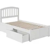 Richmond Twin Platform Bed with Footboard & 2 Drawers in White Wood