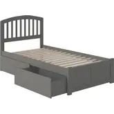 Richmond Twin Platform Bed with Footboard & 2 Drawers in Grey Wood