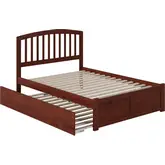 Richmond Full Platform Bed with Footboard & Twin Trundle in Walnut Wood
