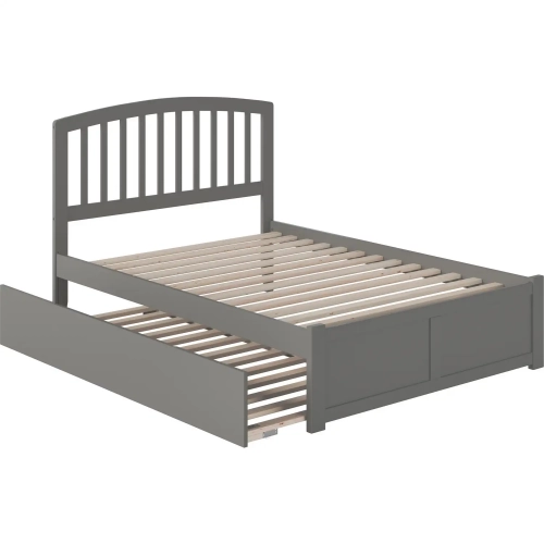Richmond Full Platform Bed with Footboard & Twin Trundle in Grey Wood