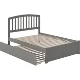 Richmond Full Platform Bed with Footboard & Twin Trundle in Grey Wood