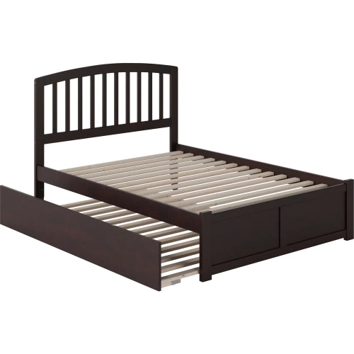 Richmond Full Platform Bed with Footboard & Full Trundle in Espresso Wood