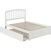 Richmond Full Platform Bed with Footboard & Full Trundle in White Wood