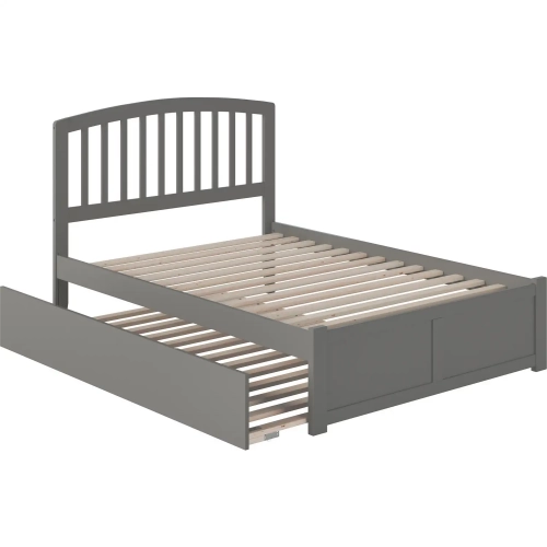 Richmond Full Platform Bed with Footboard & Full Trundle in Grey Wood