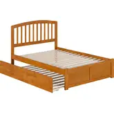 Richmond Full Platform Bed with Footboard & Full Trundle in Toffee Wood