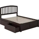 Richmond Full Platform Bed with Footboard & 2 Drawers in Espresso Wood