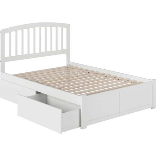 Richmond Full Platform Bed with Footboard & 2 Drawers in White Wood