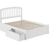 Richmond Full Platform Bed with Footboard & 2 Drawers in White Wood