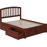 Richmond Full Platform Bed with Footboard & 2 Drawers in Walnut Wood