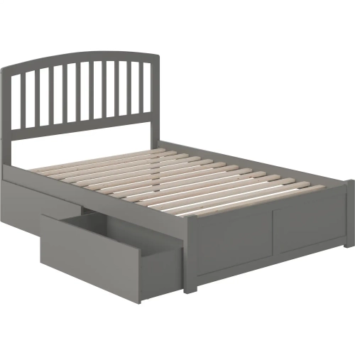 Richmond Full Platform Bed with Footboard & 2 Drawers in Grey Wood